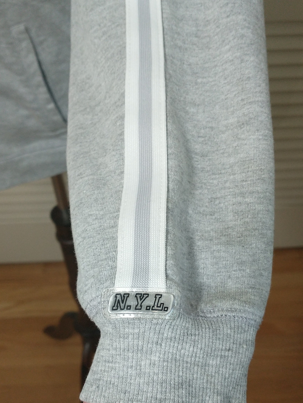 New York Laundry Zip Up Track Jacket, Striped, Gray/White, Size L, Athleisure - Picture 6 of 8